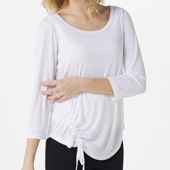 zuda Z-Luxe 3/4 Sleeve Top with Ruching Detail. 14392 - Picture 1 of 2